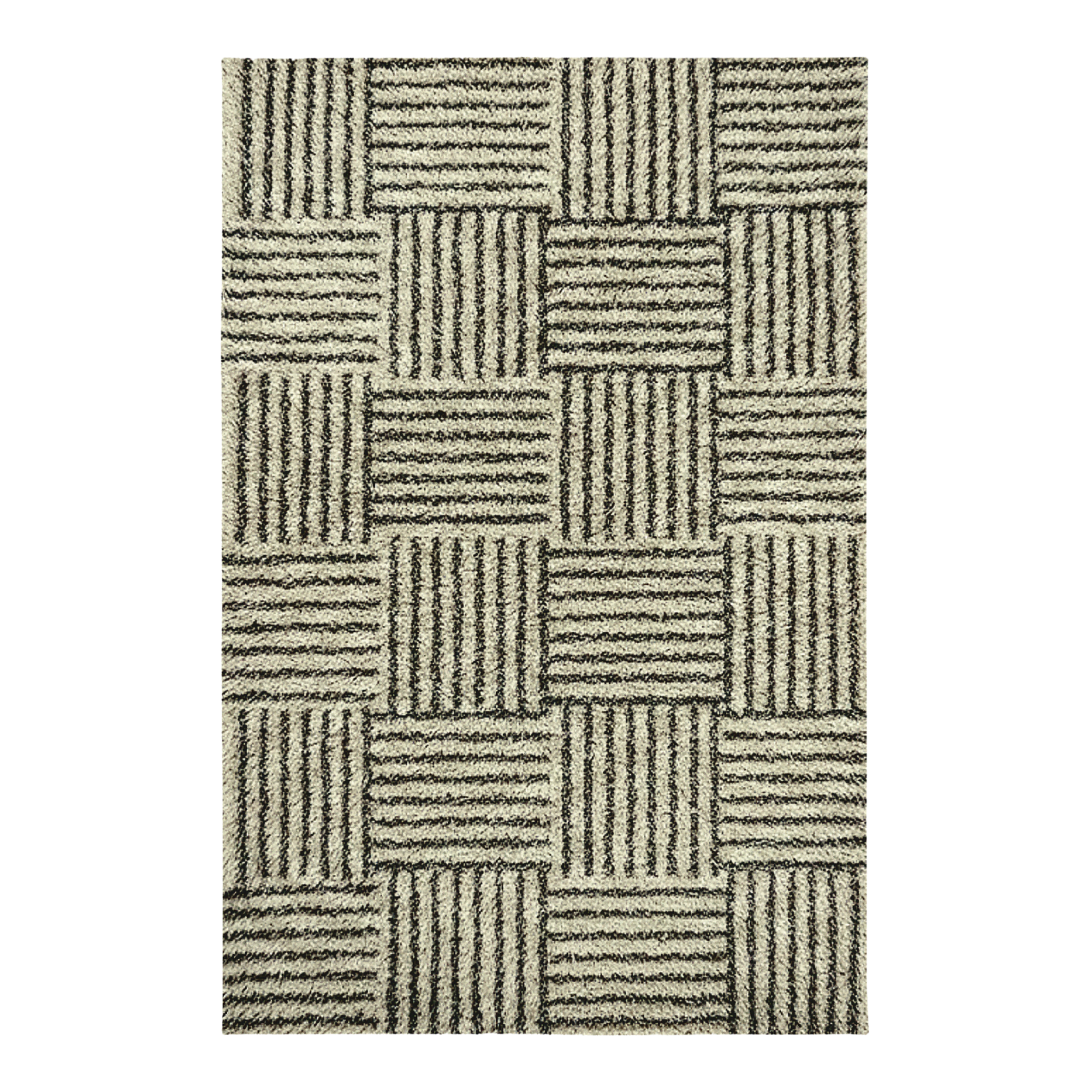 Shag rug transformed from product image to living room scene